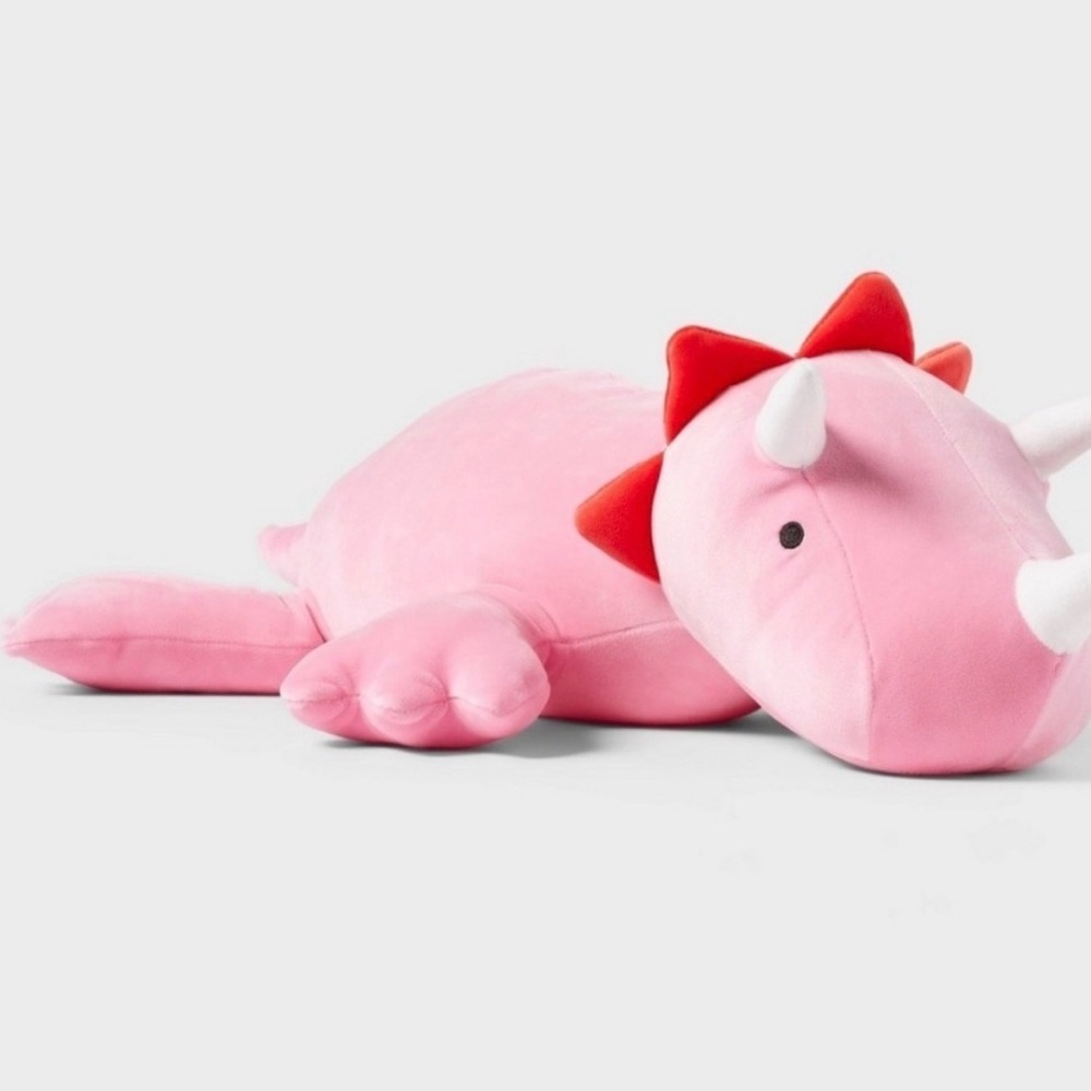 Pillowfort weighted Pink Plush Stuffed Animal Toy Dragon Dinosaur Valentine Gift - Picture 14 of 14